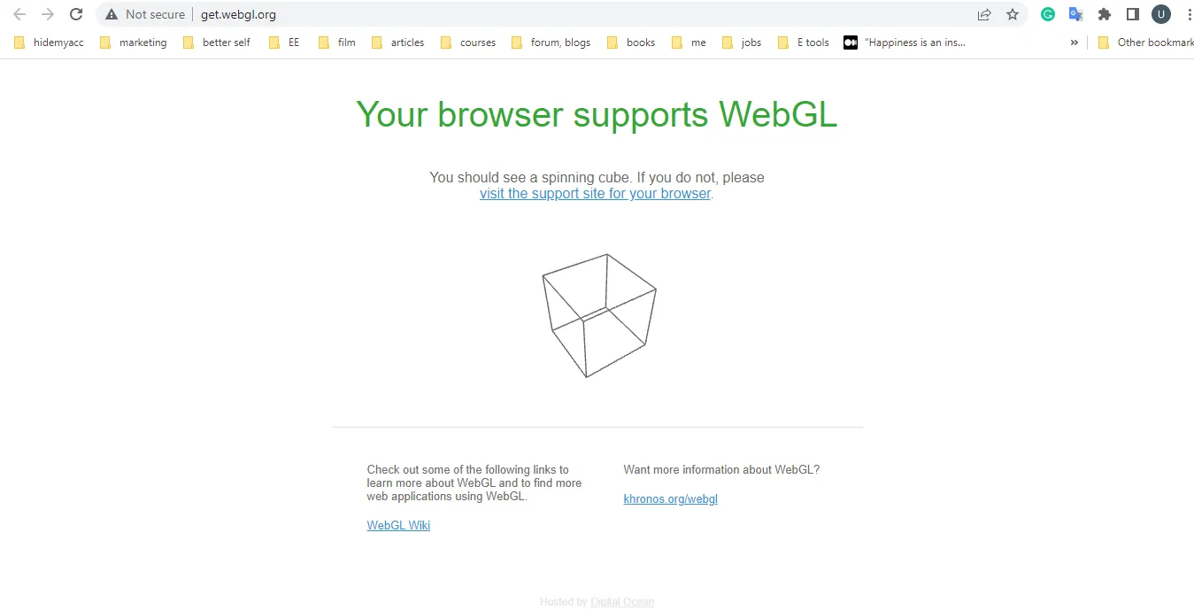 Instructions for checking and enabling WebGL to help the browser run smoother